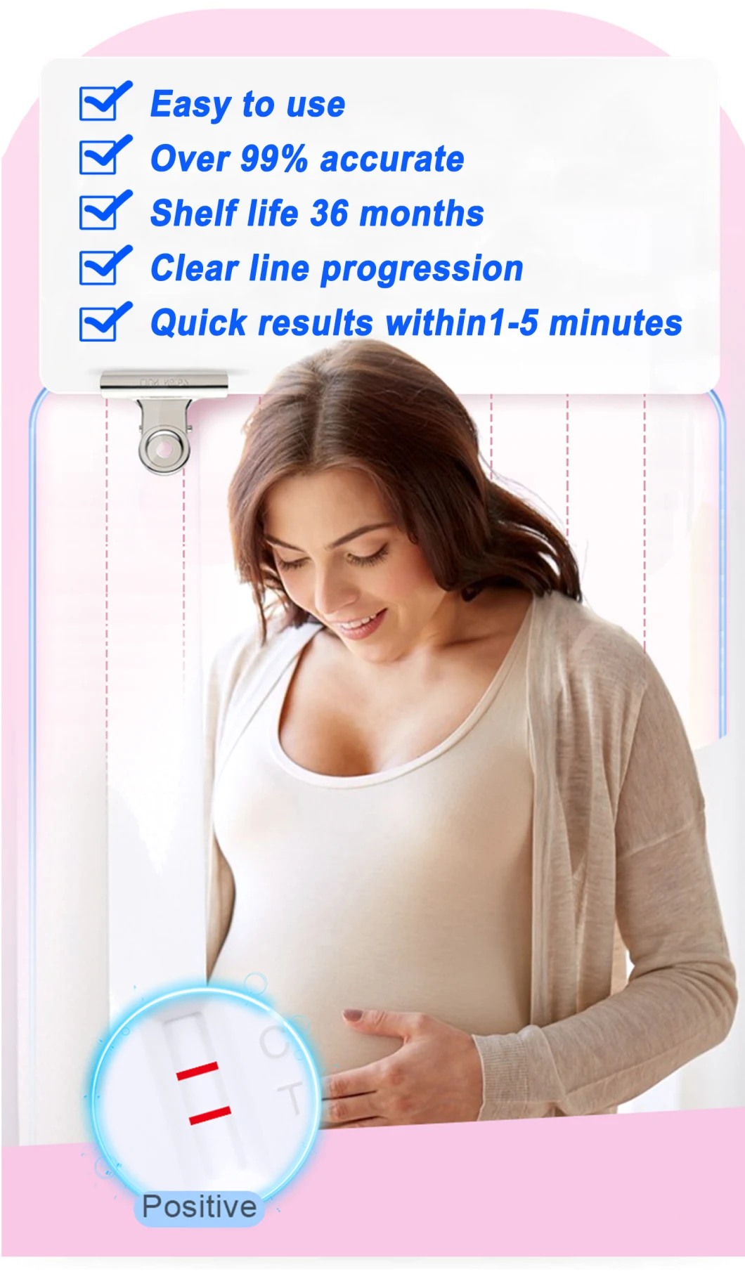 Golden Time® CE ISO Approved One-Step Rapid HCG Diagnostic Midstream Kit Pregnancy Test for Early Female Home Urine